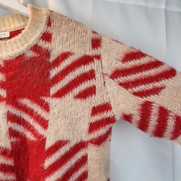 Sandro Ginn Checked Jacquard Crew Sweater size S in VGUC - Picture 3 of 10